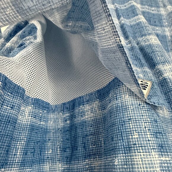 Columbia PFG Shirt Mens XXL Trollers Best Short Sleeve Vented Fishing Plaid Blue - Picture 4 of 13